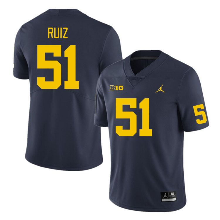 Michigan Wolverines #51 Cesar Ruiz College Football Jerseys Stitched Sale-Navy